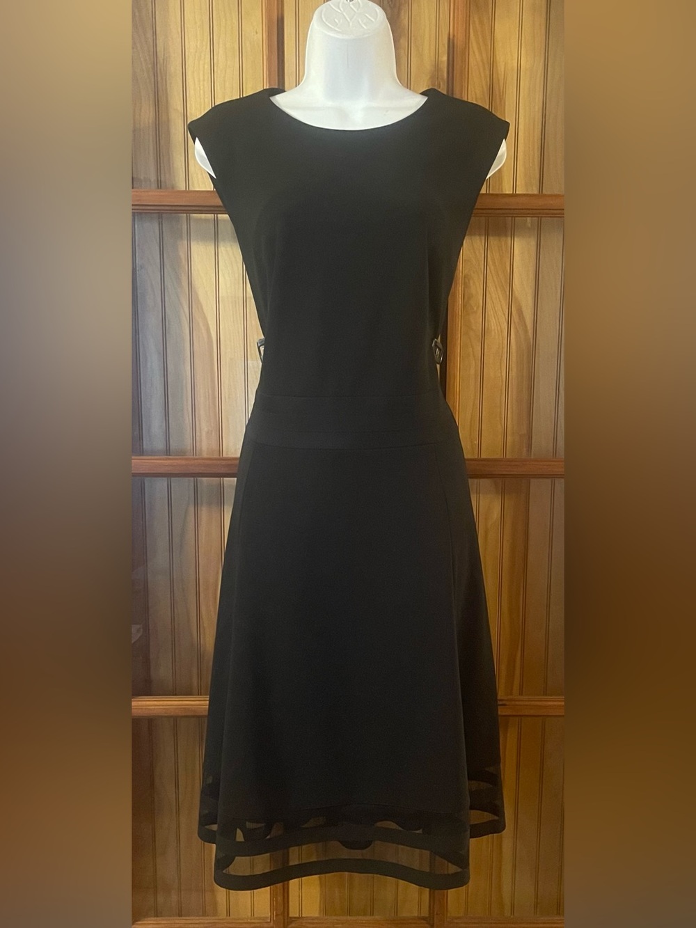 Calvin Klein Black Midi Fit-and-Flare Dress